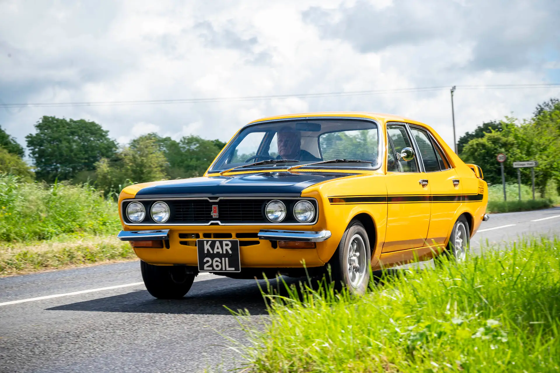 John Bull driving Hillman Avenger Tiger Mk2